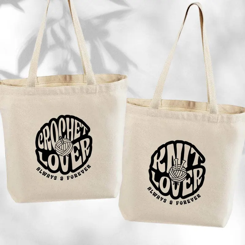 Crochet and Knit Lover Canvas Tote Bag, Yarn Lover