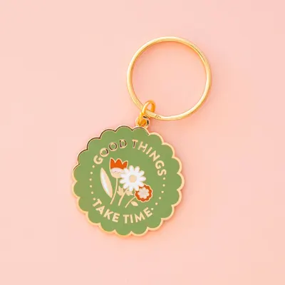 Good Things Take Time Enamel Keychain - Bag Charm