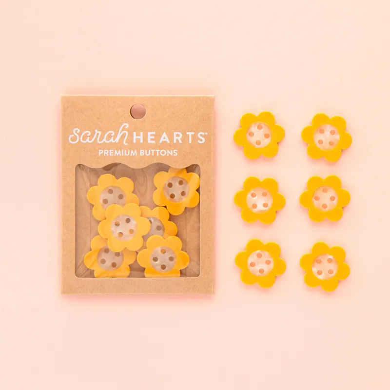 Yellow Daisy Large 1" Buttons